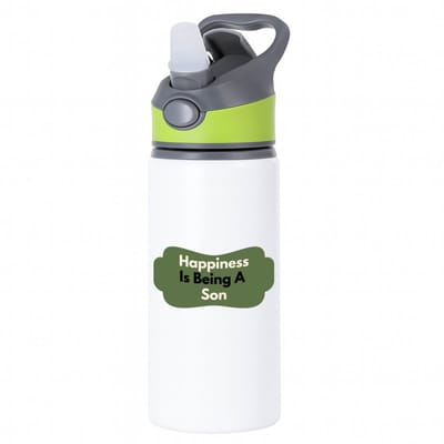Hacebo® - happiness is being a son waterfles met rietje groen - Zoon - de liefste zoon - verjaardag - cadeautje voor zoon - zoon artikelen - kado - geschenk - water fles - 650ML