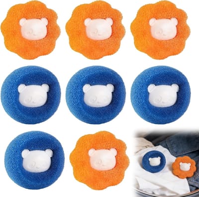 Dierenhaarverwijderaar Wasmachine - Pluisbal Wasmachine - Verwijder Dierenhaar - Herbruikbaar Zacht Materiaal - 6 x 5 cm - Oranje Blauw