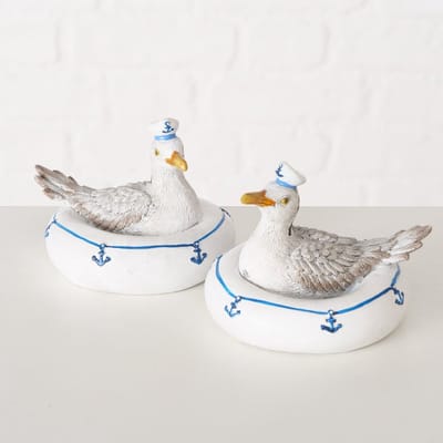 Drijvend figuur “Meeuw Jannes” – 1 stuk - willekeurig geleverd – Polyresin – 8 cm