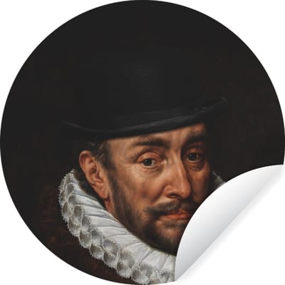 WallCircle® - Behangcirkel 100x100 cm - Muurstickers Willem van Oranje - Kunst - Hoed - Muurcirkel woonkamer - Wandcirkel slaapkamer - Kamer decoratie zelfklevend - Muurdecoratie accessoires XXL