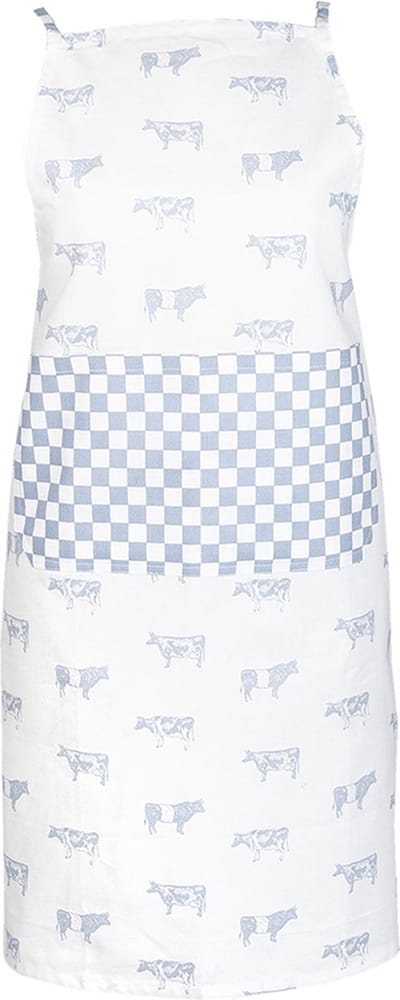 Clayre & Eef Keukenschort 70x85 cm Blauw Wit Katoen Koeien BBQ Schort