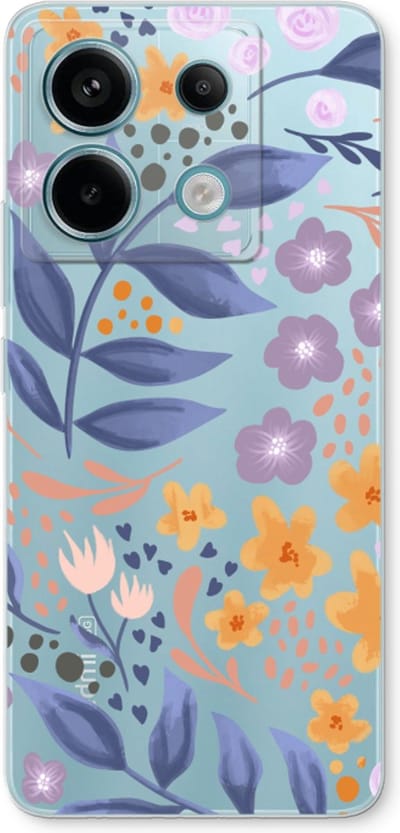 Case Company® - Hoesje geschikt voor Xiaomi Poco X6 hoesje - Flowers with blue leaves - Soft Cover Telefoonhoesje - Bescherming aan alle Kanten en Schermrand