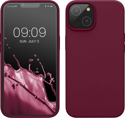 kwmobile telefoonhoesje geschikt voor Apple iPhone 14 - Hoesje met siliconen coating - Smartphone case in rabarber rood