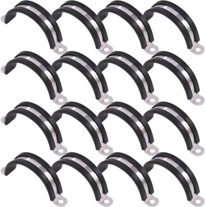 Set van 16 stuks 45mm U-buis klemmen met 2 gaten van roestvrij staal en rubberen kussen voor stevige buisbevestiging
