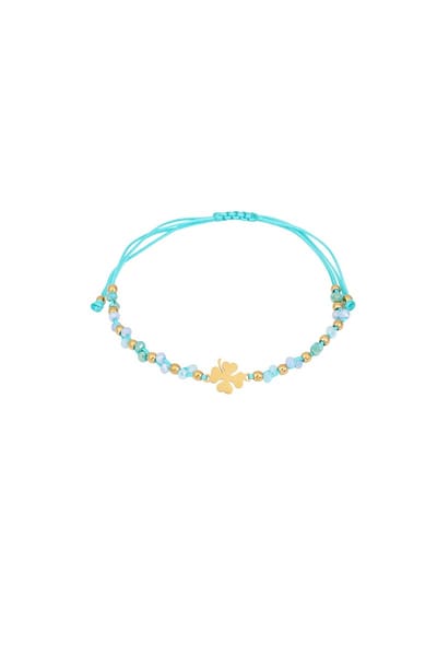 Lucky Charm Armband - Verstelbaar Koord - Blauw - Stainless Steel - Kristal - Touw armband - Polyester armband - Enkelbandje - Charm sieraden - Ibiza - Boho - Cadeau - Festival