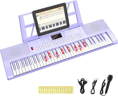 Keyboard met 61 Verlichte Toetsen voor Beginners - Inclusief Leerfuncties en Speakers