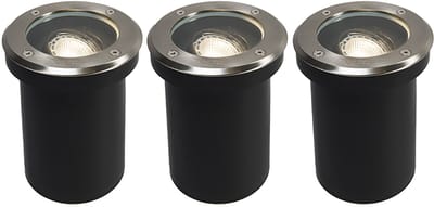 QAZQA delux - Moderne Grondspot - 3 stuks - Ø 13 cm - Staal - Buitenverlichting