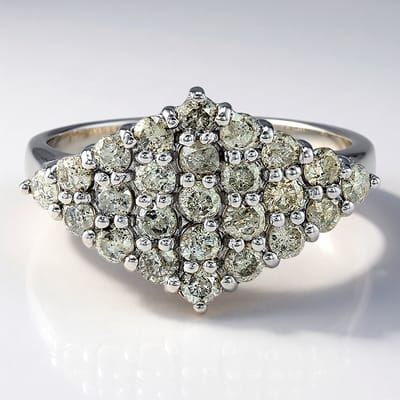 Cavill - Luxe Zilveren Ring 925 Sterling met Platina - 1,59 ct Chocolate Diamant Ronde Briljant - Bloemen Cluster - Modern & Elegant