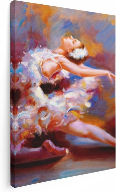 Artaza Canvas Schilderij Danseres - 30x40 cm - Klein - Wanddecoratie Ballet - Muurdecoratie Vrouw - Schilderijen Op Canvas Woonkamer
