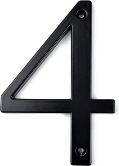Matteo Black 10 cm nr. 4 - Zwart Huisnummer - Zwart Modern huisnummer - Huisnummer Zwart - 10cm hoog