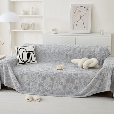 Pluche Bankhanddoek Effen Kleur Boog Antislip Bankhanddoek Universele Woonkamer Bankhanddoek Stofdichte Decora Volledige Wikkelhoes Doek 180x130cm1pcs