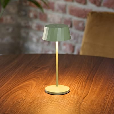 Sigor LED tafellamp op accu Facetta, groen, hoogte 22 cm, metaal, CCT