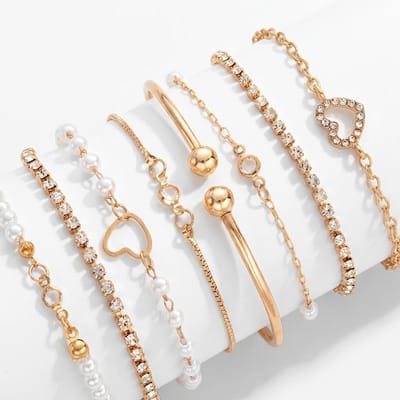 8-delige Goudkleurige Armbanden set voor dames vrouwen