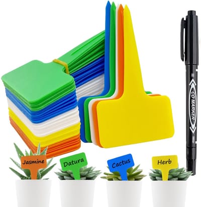 Dailygoods- Plantenlabels 100 Stuks - Waterdicht/UV-bestendig - Herbruikbare Plantenstekers - Meerkleurig - PVC Kunststof - 6x10cm Schrijfoppervlak - Tuinlabels