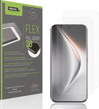 dipos FLEX – 2x Matte Screenprotector geschikt voor Tecno Pova Curve 2 5G | Volledige Schermbescherming | Case-Friendly