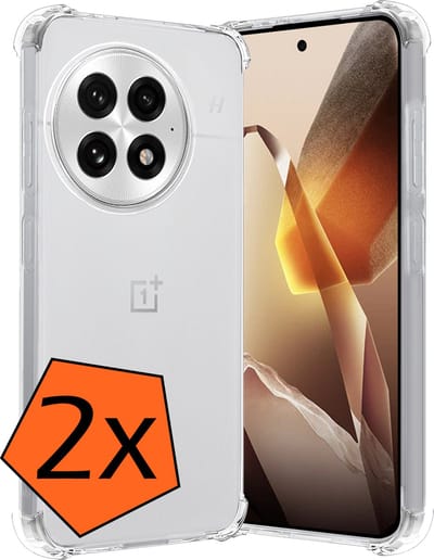 Hoes - 2 Stuks - Geschikt voor OnePlus 13 - Sterk & Shockproof - Siliconen Case - Back Cover - Telefoon Hoesje Shock Proof - Transparant