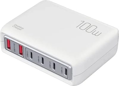 DrPhone ChargeMaster 100W – 2x USB QC3.0 En 4xUSB-C Power Delivery Oplaadstation – 6 Poorts Oplaadstation – Overlaadbescherming – Kortsluitingbescherming – Wit