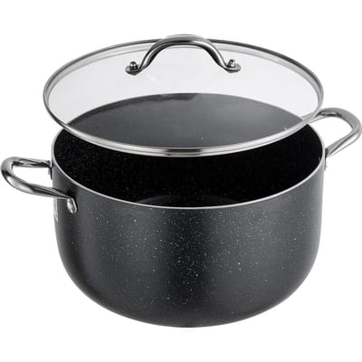 Marmite en Aluminium, 11,4 L Pot Antiadhésif Revêtement Céramique avec Couvercle en Verre, Sans PFOA, Sans PFAS, Compatible avec Plaques à Gaz, Plaques à Induction, Électrique