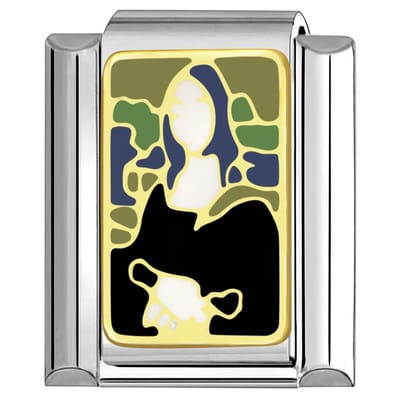 Quiges - Schakel - Bedel - 9mm - charms - Mona Lisa - Geschikt voor - armband - Schakelarmband - italy bedels armband