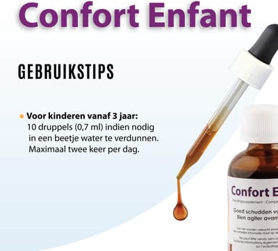 Confort Enfant – Druppels voor Spijsverteringscomfort | Kamille, Venkel, Karwij | Zonder Suiker/Alcohol/Kleurstoffen | 30ml