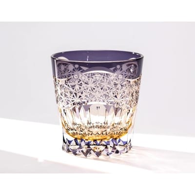 Japon Royal Exclusif Gravure Profonde Verre Cristal Aube Première Lumière Edo Kiriko Verre à Whisky Haut de Gamme Cadeau Alcool Vin Brandy Snifter 320ml violet