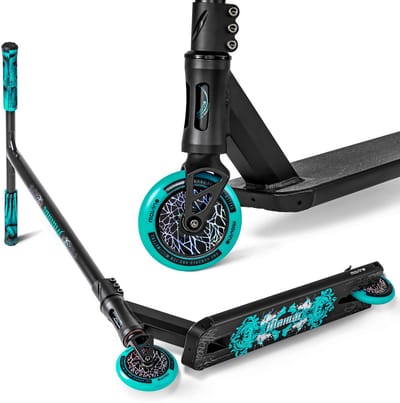 Movino Maniac - Street Stuntstep - Holobleuw - Vanaf 5 jaar - T-BAR - Lagers ABEC-9 CARBON - Aluminium - Flex Fender Rem - Draagkracht tot 100 kg