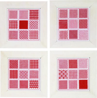 borduurpakket 39-1400 merklap, stekenlap, rood