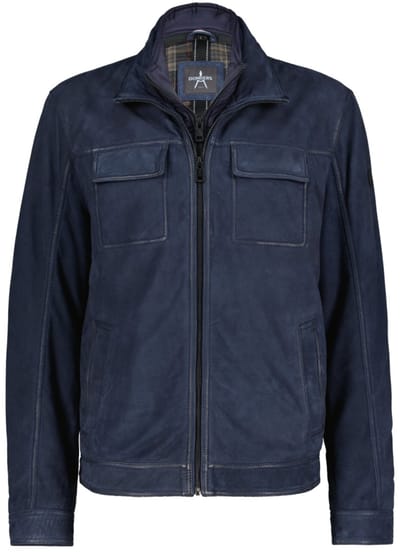 Donders Jas Leather Jacket 52693 Navy Mannen Maat - 4XL