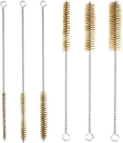 Set van 6 Messing Buisreinigingsborstels voor Effectieve Reiniging van Cilinders en Buizen - Inclusief 8/10/12/15/18/20mm Maten voor Optimale Resultaten