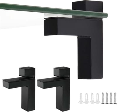 Verstelbare Glashouder voor Wandmontage, Ideaal voor Drijvende Planken en Hoekplanken, Geschikt voor Glas en Hout, 3-24 mm, Zinklegering, Zwart
