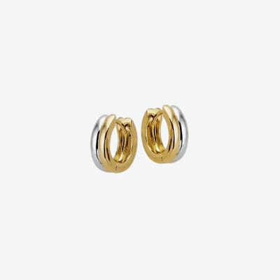 The Jewelry Collection klap-oorringen 4,0 mm Bol - Bicolor Goud (14 Krt.)