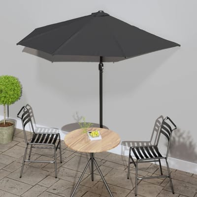 vidaXL - Balkonparasol - half - met - aluminium - paal - 270x144 - cm - antraciet
