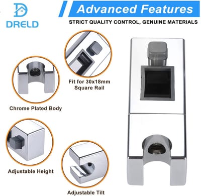Dailygoods- Douchekophouder Verstelbaar - Douchekop Houder Zonder Boren - Handdouchehouder - Douchestang 30x18mm - 360 Graden Aanpasbaar - Geschikt voor Badkamer - Douchebeugel