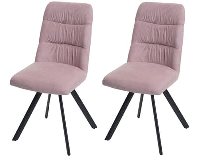 Set van 2 eetkamerstoelen MCW-J69, keukenstoel, draaibare autostoel, fluweel ~ roze