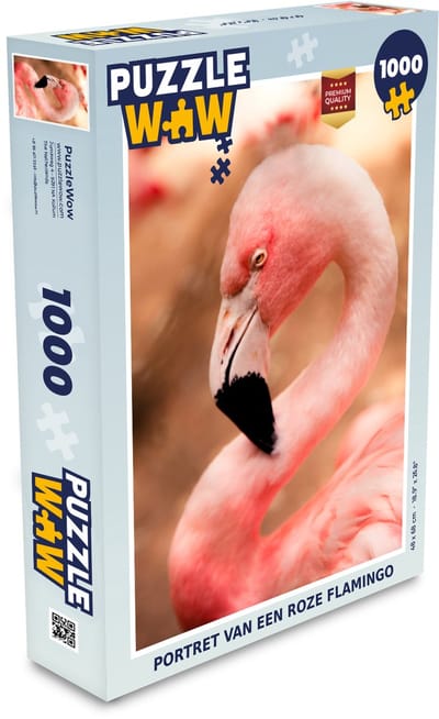 Puzzel Portret van een roze flamingo - Legpuzzel - Puzzel 1000 stukjes volwassenen