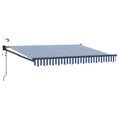 vidaXL - Elektrisch - Uitschuifbare - Zonneluifel - Blauw - en - Wit - 3,5 - x - 2,5 - m