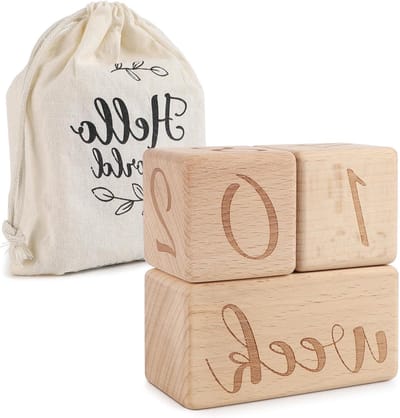 Houten Mijlpaal Blokken voor Baby's - Groeimomenten, Fotografie Accessoires en Kraamcadeaus, Ideaal voor Nieuwe Ouders en Zwangerschap
