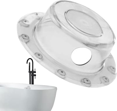 Badkuip Overloop - Afvoerstop Deksel - Dieper Bad - Krachtige Zuignap - Diameter 15.5 cm - Transparant