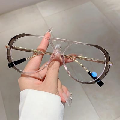 Groot Frame Vintage Piloten Zonnebril Luxe Designer Zonnebrillen voor Vrouwen Mannen Buiten Punk Dubbele Brug Brillen beige
