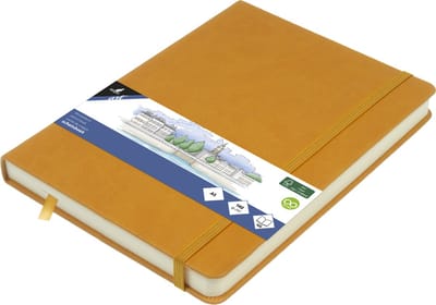 Kangaro schetsboek - A5 - okergeel - PU hardcover - met elastiek en lint