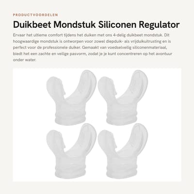 Dailygoods- Duikbeet Mondstuk - 4-delig - Siliconen - Comfortabel U-vormig - Geschikt voor Snorkelen - Ademslangen - Voedselveilig Materiaal - Snorkelmondstuk