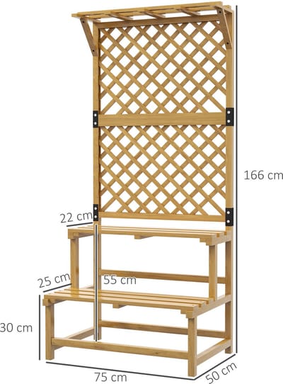 Outsunny flower stand - vurenhout - 75L x 50B x 166H cm - geel