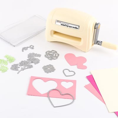 Mini Snijmachine - Ambachtelijke Machine - Kaarten Maken - Ingebouwd Systeem - 3 Inch Opening - Beige
