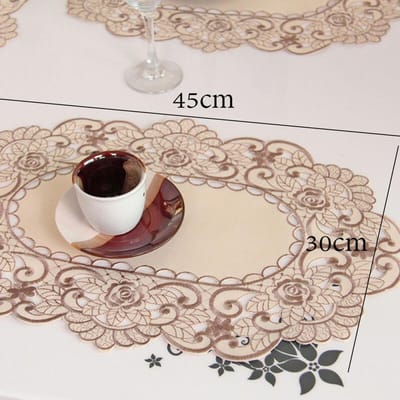 Nappe en Dentelle Brodée Blanche Tissu Satiné Vintage Nappe Florale Décoration de Maison Mariage Fête Thème Campagne Française beige