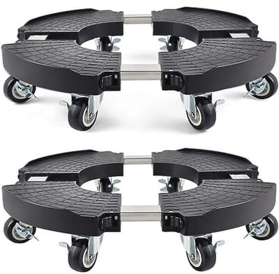 Plantenbakken met wieltjes - 2 stuks, verplaatsbare plantenwagen met 8 afsluitbare wielen, robuust en verstelbaar van 38-53 cm, 350 lb-capaciteit