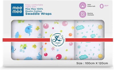 Baby dekens - Mousseline wikkeldoeken - Comfortabel inbakeren - 100% ademend katoen - 3 stuks - Veelkleurig