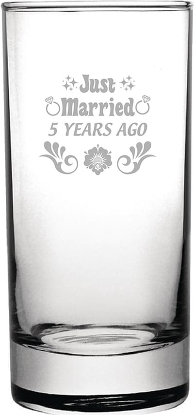 Gegraveerde longdrinkglas 28,5cl Just Married 5 years ago