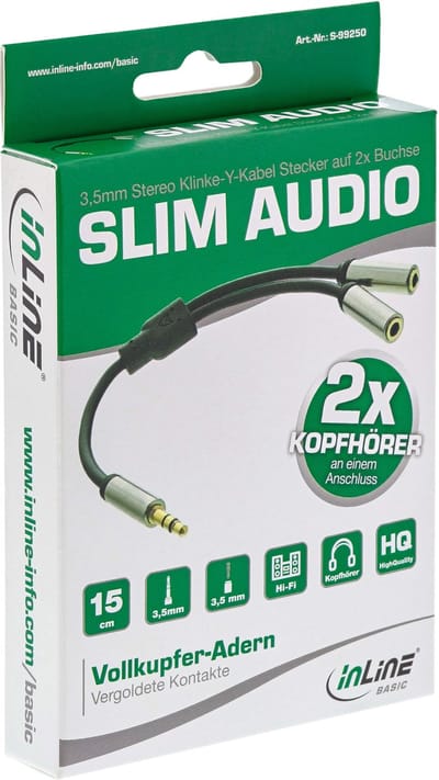 Premium 3,5mm Jack stereo audio splitter - 0,15 meter