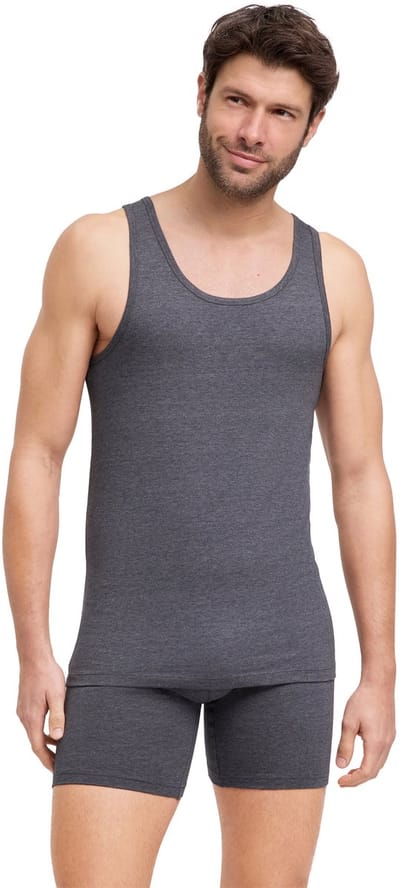 FALKE Daily Comfort 2-Pack huidvriendelijk elastisch katoen top van onderlaag heren grijs - maat M