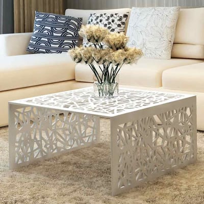 vidaXL - Salontafel - opengewerkt - ontwerp - aluminium - zilverkleurig